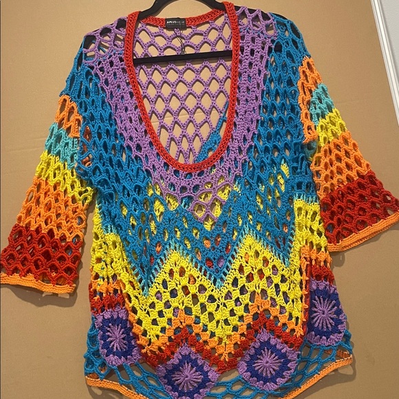 Colorful Crochet Knit Top - Picture 1 of 3